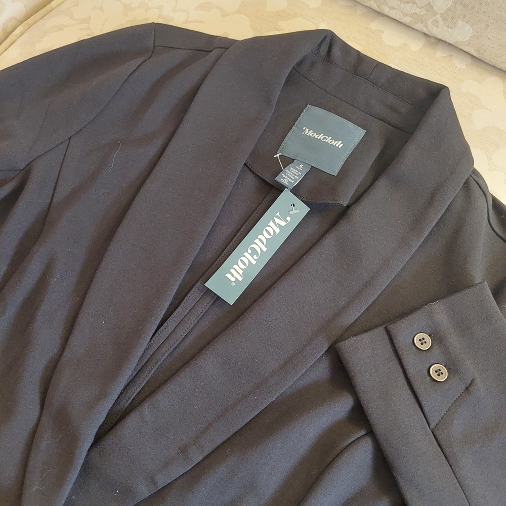ModCloth Women's  One-Button Rayon Stretch‎ Blazer Jacket Black Size 2 NEW!